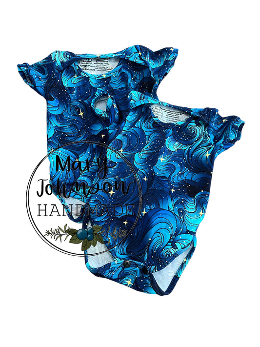 Bamboo onesie-waves print made to order